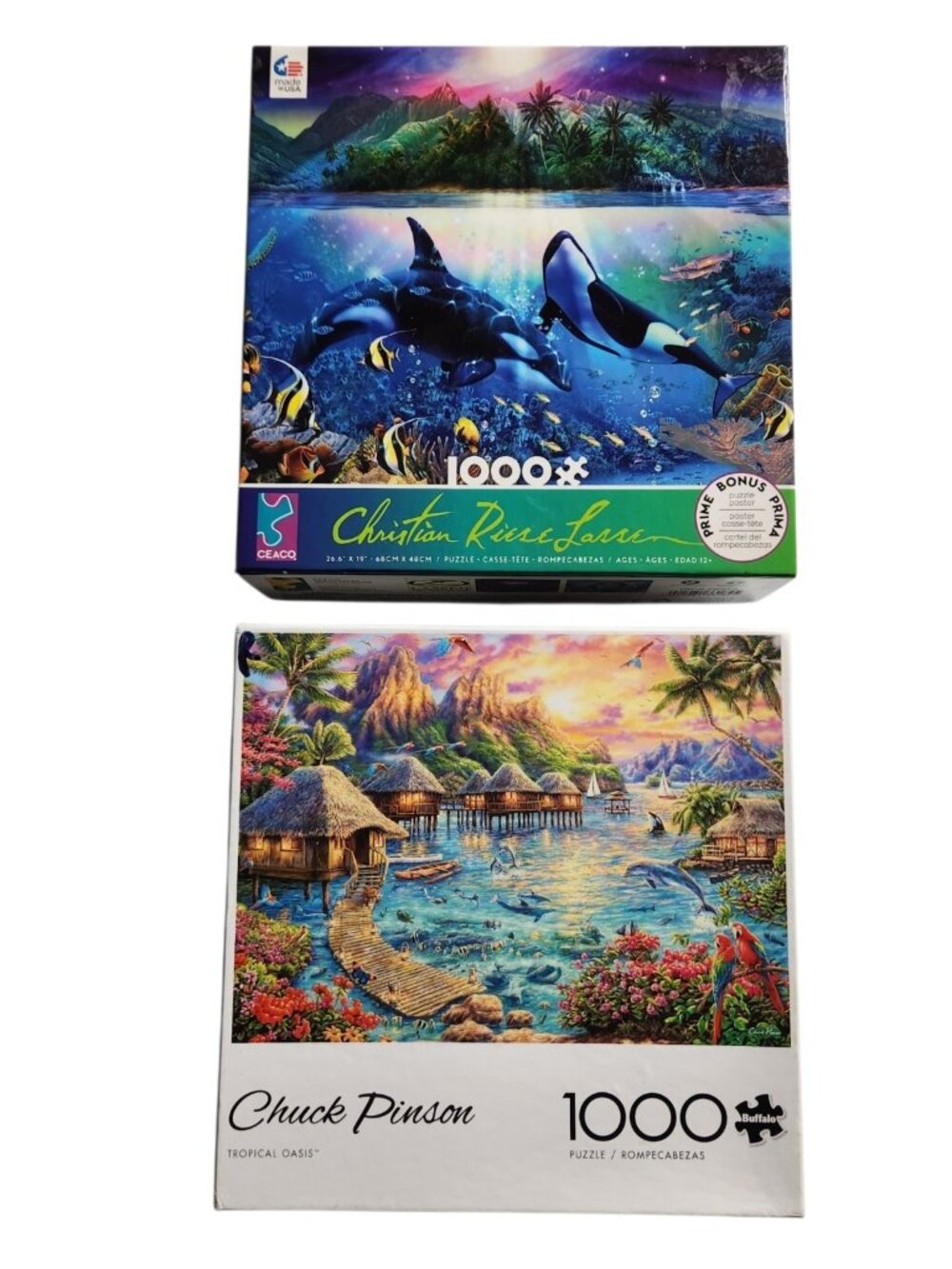 Two Orca Whale And Dolphin 1000 Piece Puzzles Tropical Oasis Sealife